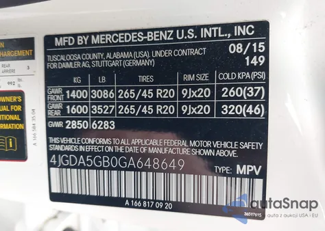 2016 Mercedes-Benz Gle 400 4Matic из США, поврежденный, VIN 4JGDA5GB0GA648649